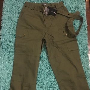 Olive green chic cargo pants